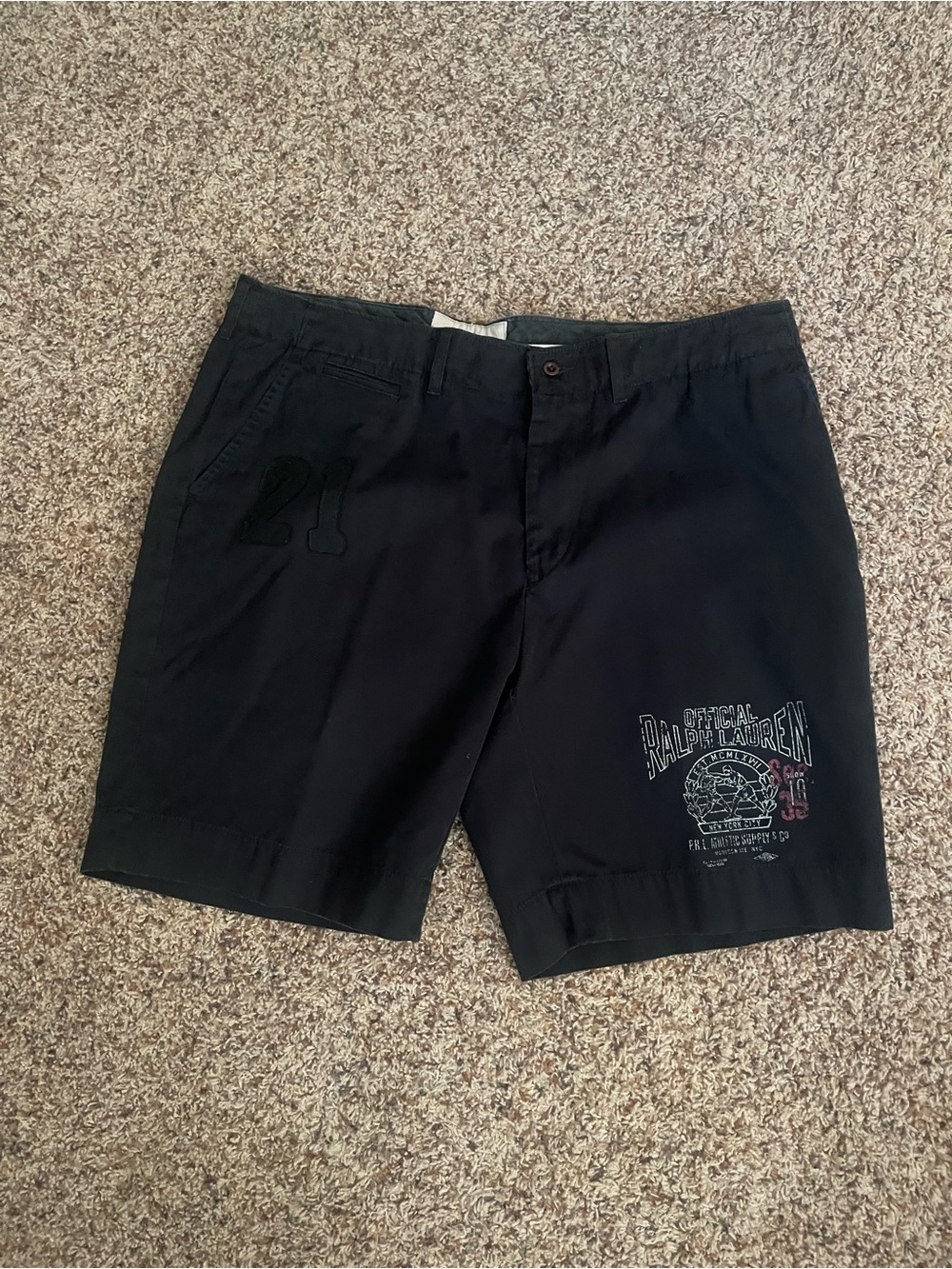 Ralph Lauren Black Men's Graphic Flat-Front Shorts
